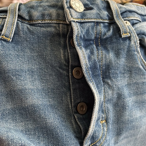 Anthropologie AMO Tomboy Jean med Wash Sz. 27 Button~Fly Stretch Mid Rise - Picture 6 of 9